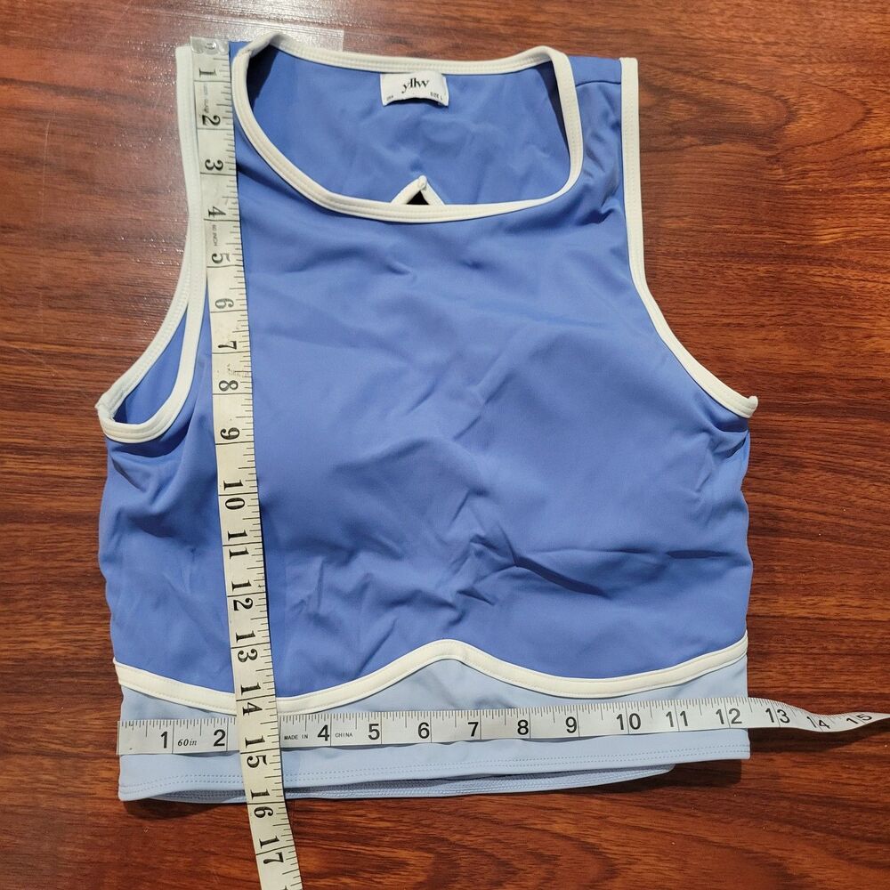 YLLW - YELLOW THE LABEL Colorblock Sports Bra Workout Top in Blue Size Large - Picture 6 of 8